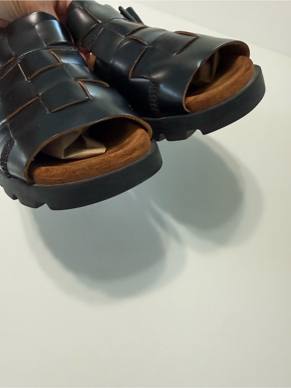 Camper Brutus Fisherman Black Leather Sandals Size 39 Lightweight Chunky - Picture 8 of 14